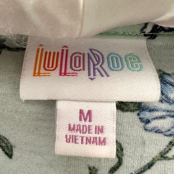 LULAROE | Blue Floral Button Down Short Sleeve Relaxed Fit Top | Medium - Picture 5 of 6